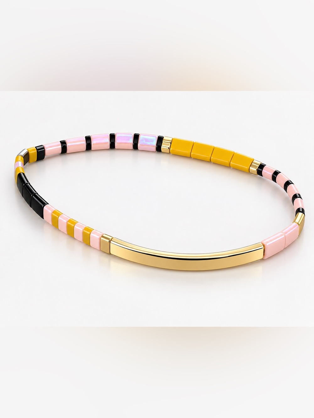 Designer Multicolor Geometric Beaded Statement Bracelet